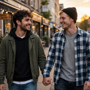 Hot gay romance in beach